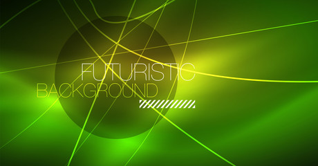 Neon glowing magic background, neon banner, night sky wallpaper. Magic light effect. Christmas abstract pattern.