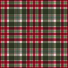 Red and Green Plaid Seamless Pattern - Festive plaid design in muted Christmas colors