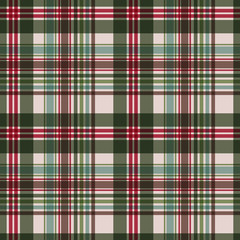 Red and Green Plaid Seamless Pattern - Festive plaid design in muted Christmas colors
