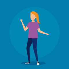 Woman avatar in front of circle 