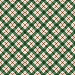 Green Plaid Seamless Pattern - Seasonal plaid design in vintage Christmas colors