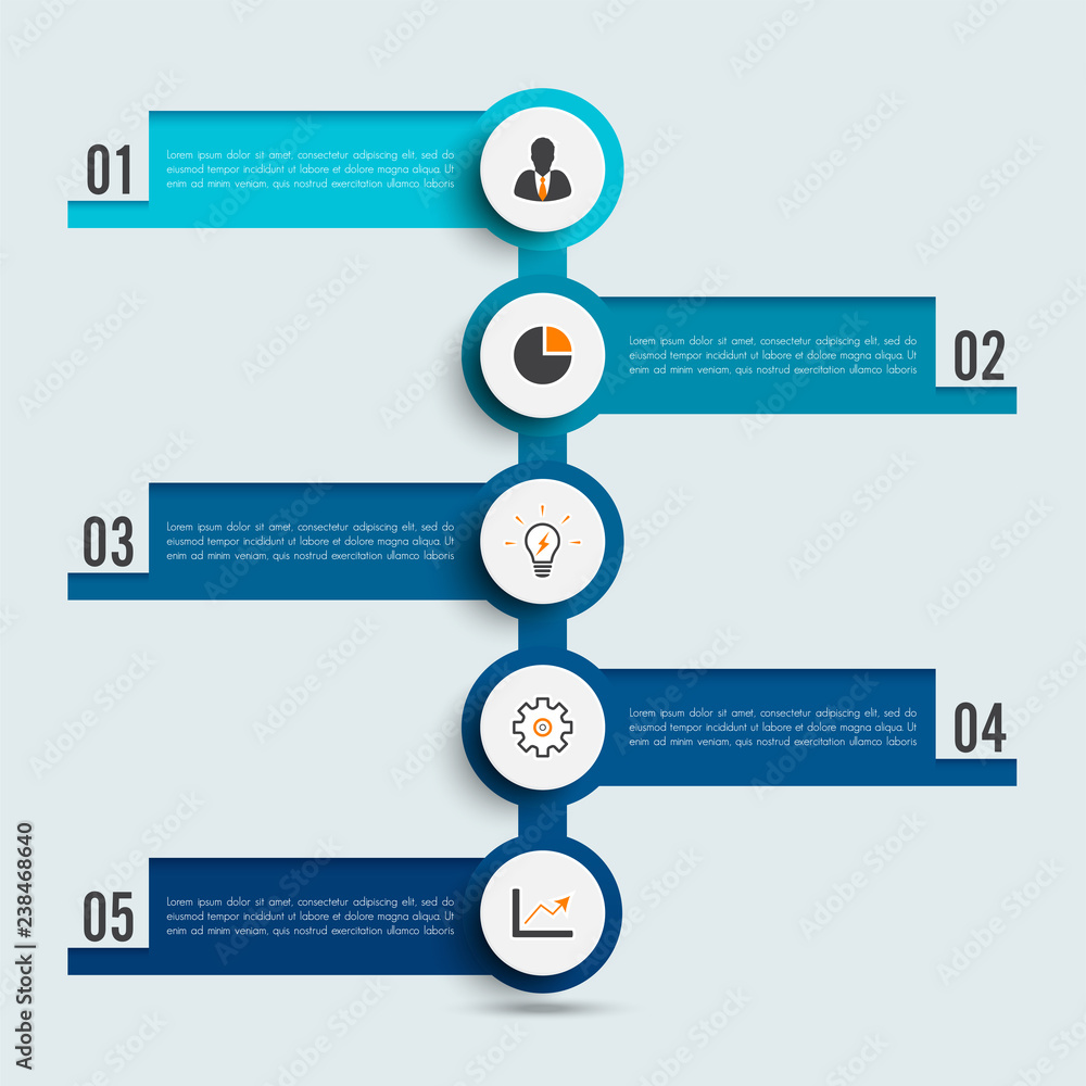 Poster business data visualization. process chart. abstract elements of graph, diagram with 5 steps, option