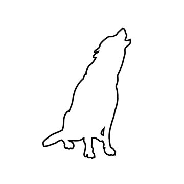 Howling wolf in line style