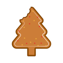 Isolated bitten christmas tree gingerbread. Vector illustration design