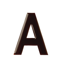 Letter A made of chocolate on white background