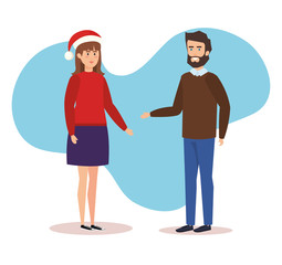 young couple with winter clothes