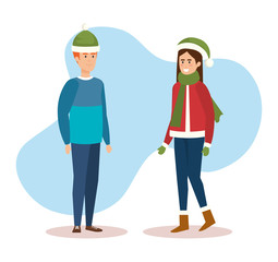 young couple with winter clothes
