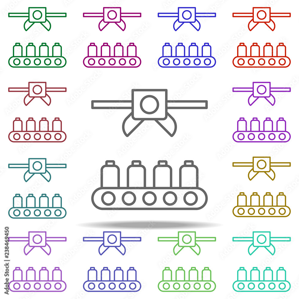 Poster robot in production icon. elements of intelligence in multi color style icons. simple icon for websi