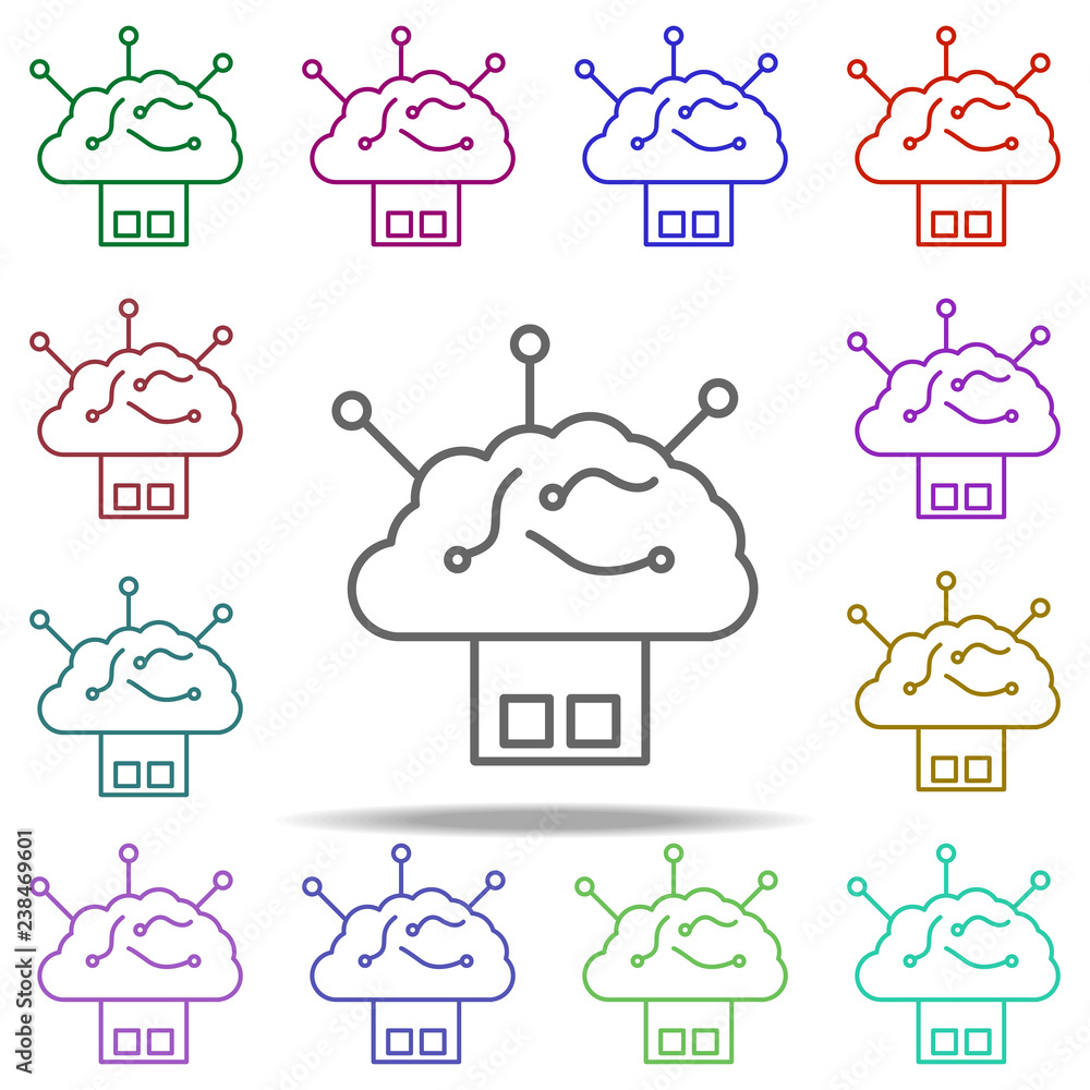 Poster cloud storage icon. elements of intelligence in multi color style icons. simple icon for websites, w