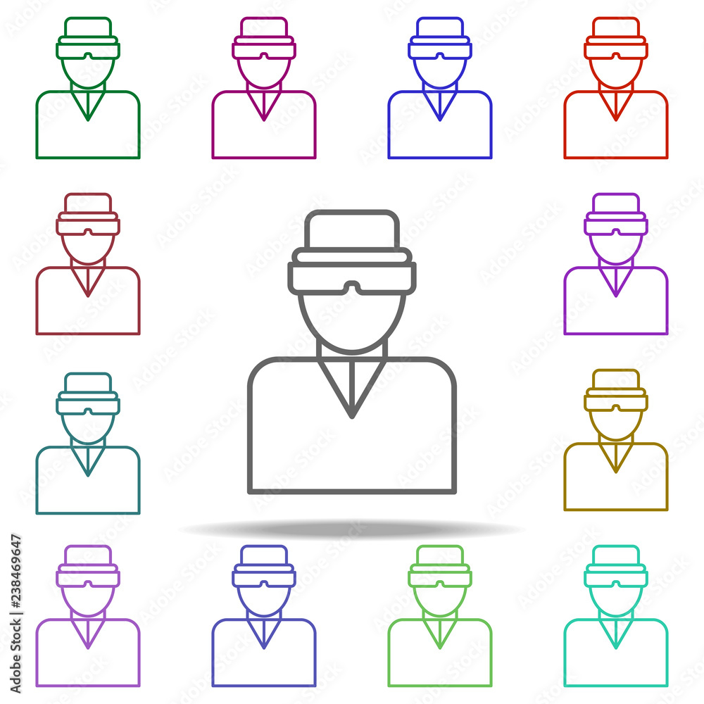 Poster virtual reality glasses icon. elements of intelligence in multi color style icons. simple icon for w
