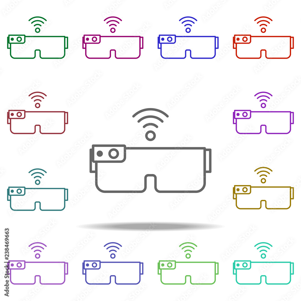 Poster smart glasses icon. elements of intelligence in multi color style icons. simple icon for websites, w