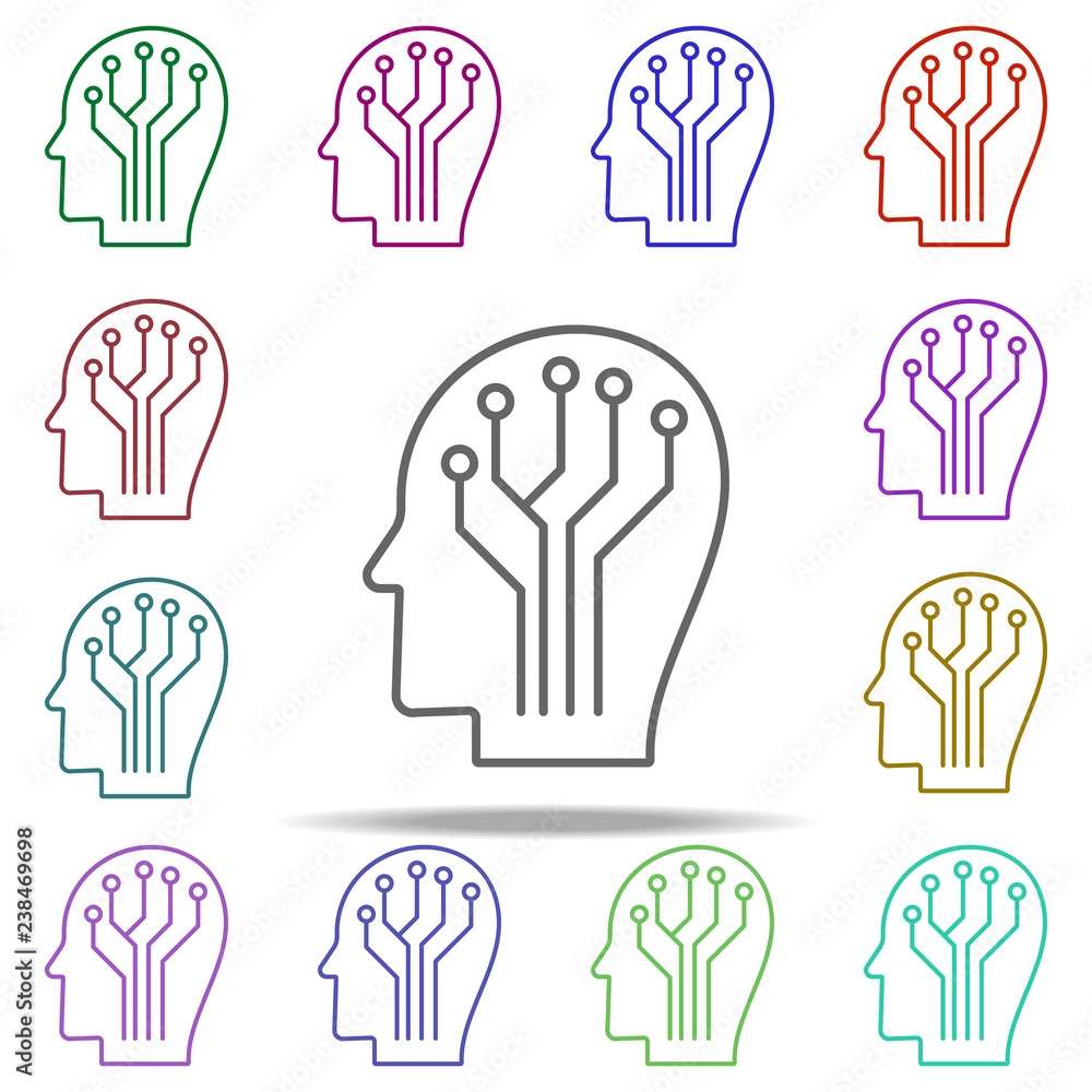 Poster digital thinking icon. elements of intelligence in multi color style icons. simple icon for websites