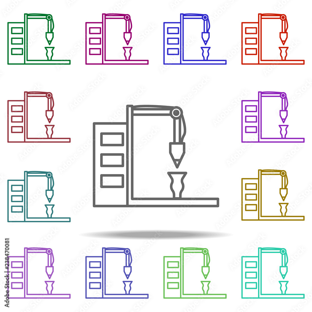 Poster 3d printer icon. elements of intelligence in multi color style icons. simple icon for websites, web 