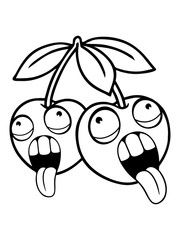 obst 2 freunde kirschen verrückt gesicht kopf augen zunge mund rausstrecken lustig comic cartoon clipart design ärgern witzig