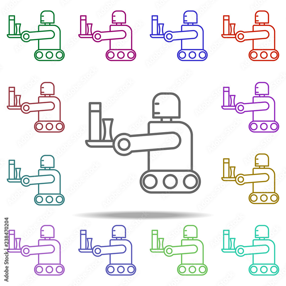 Poster robot waiter icon. elements of intelligence in multi color style icons. simple icon for websites, we