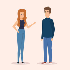 young couple avatars characters