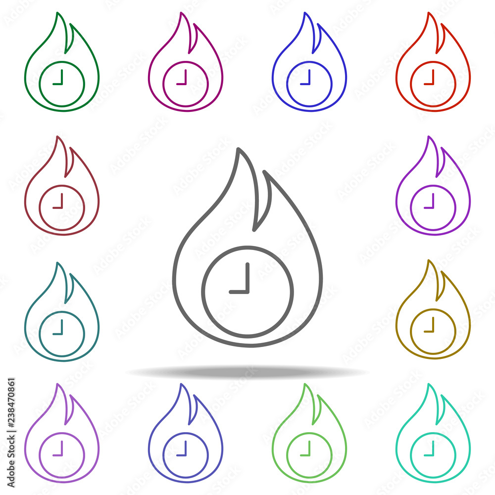 Poster fire time icon. element of time value icon for mobile concept and web apps. thin line fire time icon