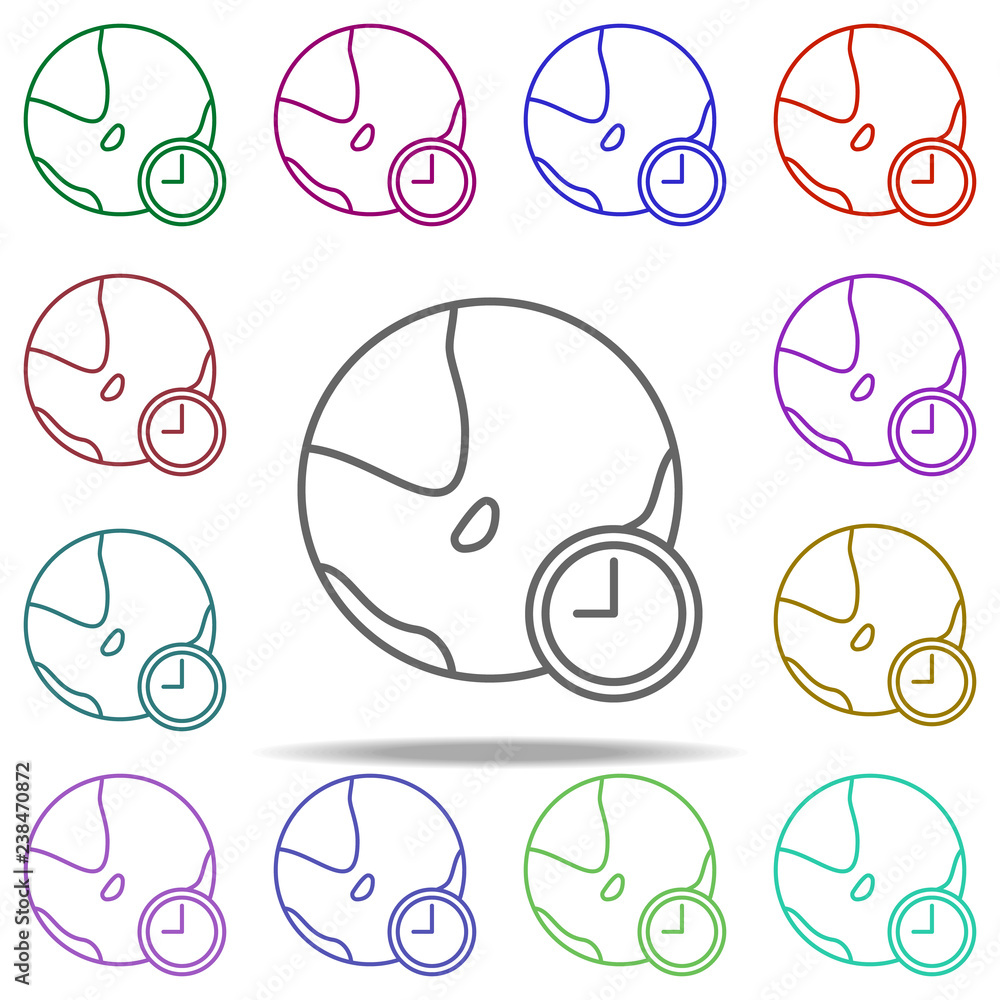 Poster world time icon. element of time value icon for mobile concept and web apps. thin line world time ic