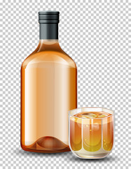 Bottle  and glass of whiskey
