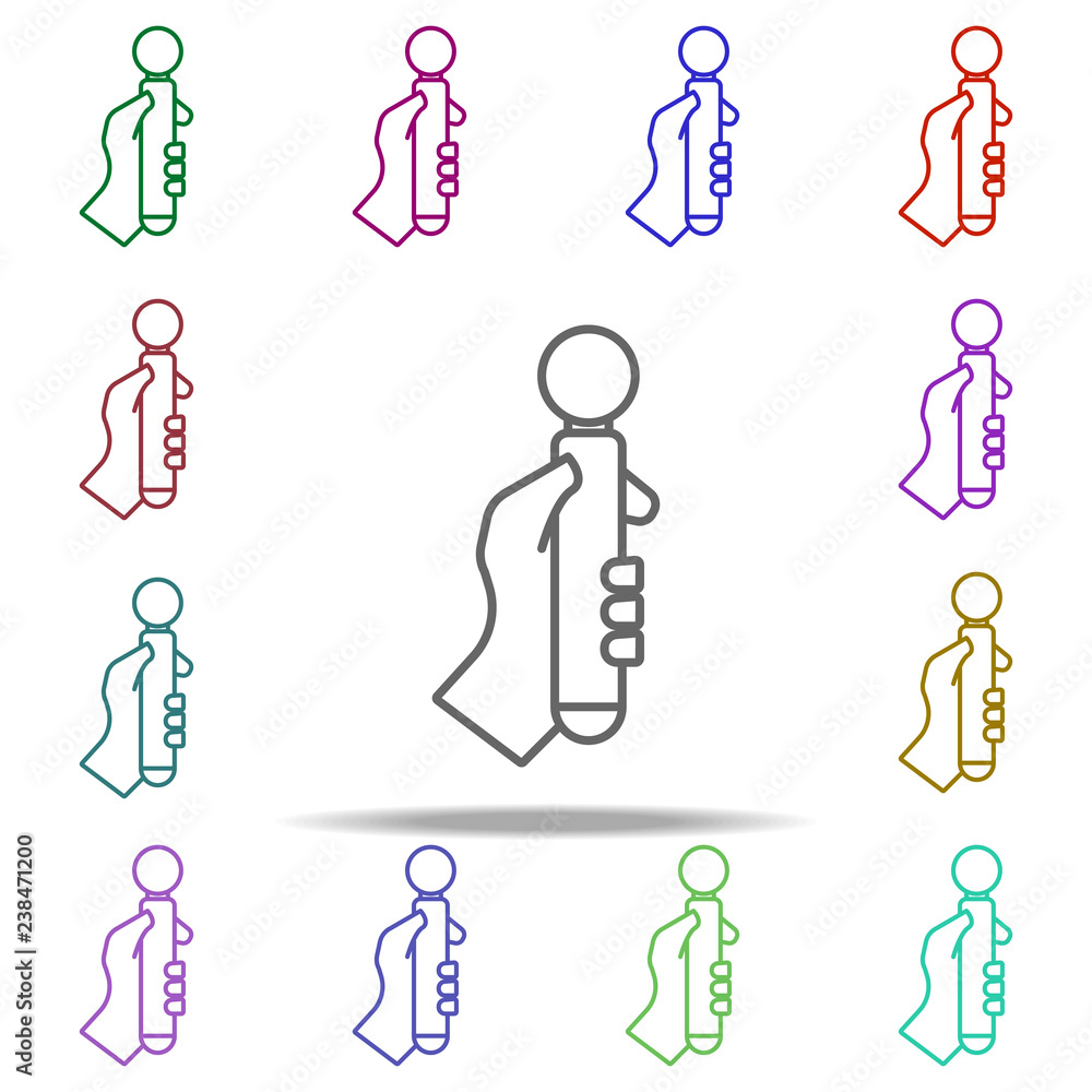 Poster playing stick icon. elements of virtual reality in multi color style icons. simple icon for websites