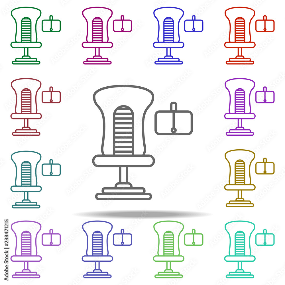 Poster virtual reality chair icon. elements of virtual reality in multi color style icons. simple icon for 