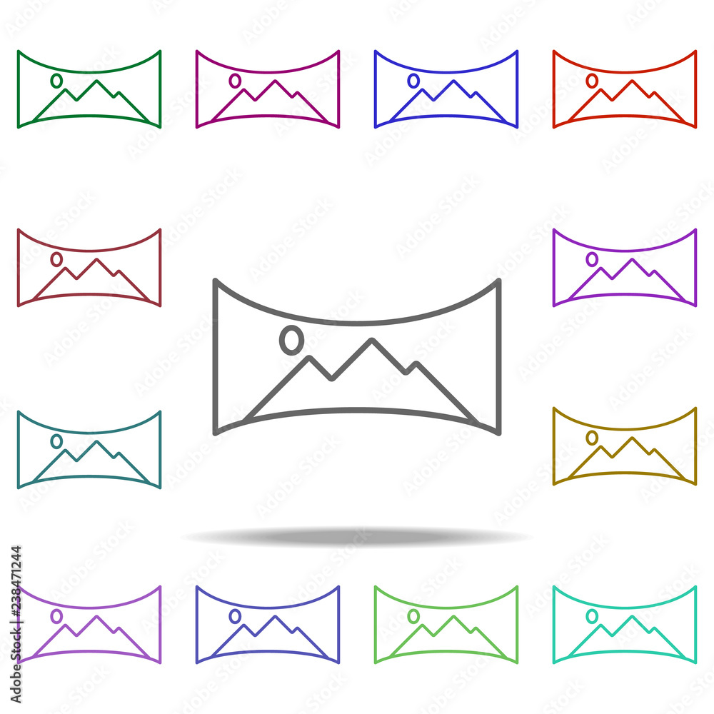 Poster wide screen format icon. elements of virtual reality in multi color style icons. simple icon for web