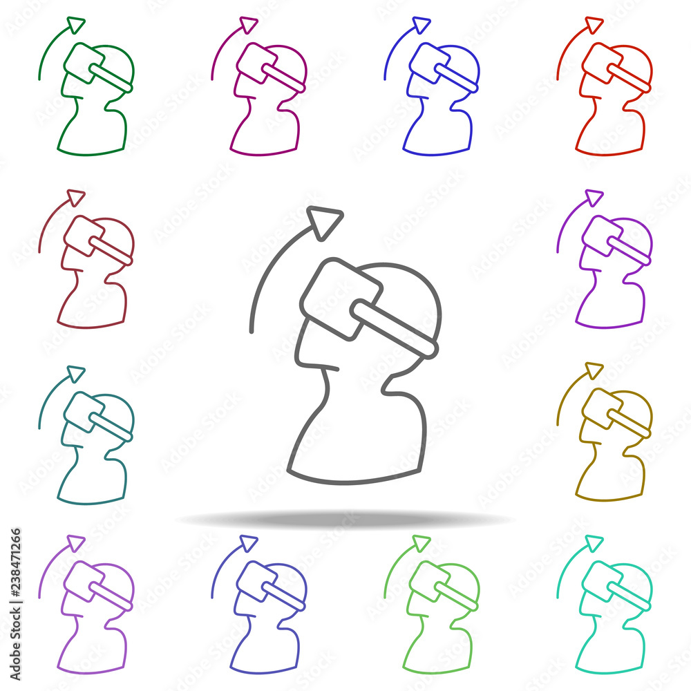 Poster a man in virtual reality glasses icon. elements of virtual reality in multi color style icons. simpl