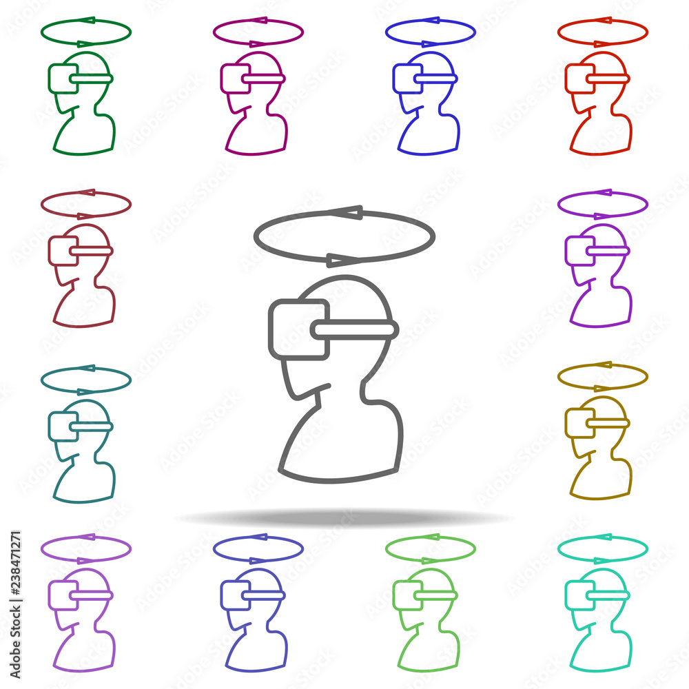 Poster a man in virtual reality glasses icon. elements of virtual reality in multi color style icons. simpl