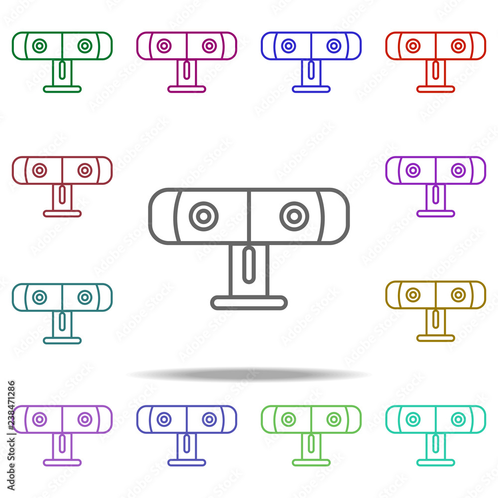 Poster 3d game camera icon. elements of virtual reality in multi color style icons. simple icon for website
