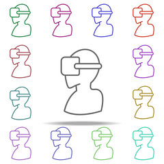 a man in virtual reality glasses icon. Elements of Virtual Reality in multi color style icons. Simple icon for websites, web design, mobile app, info graphics