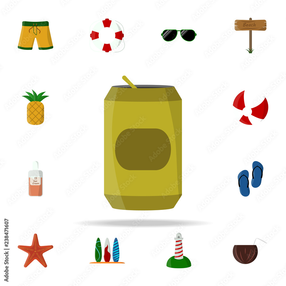 Poster can of coke colored icon. summer icons universal set for web and mobile