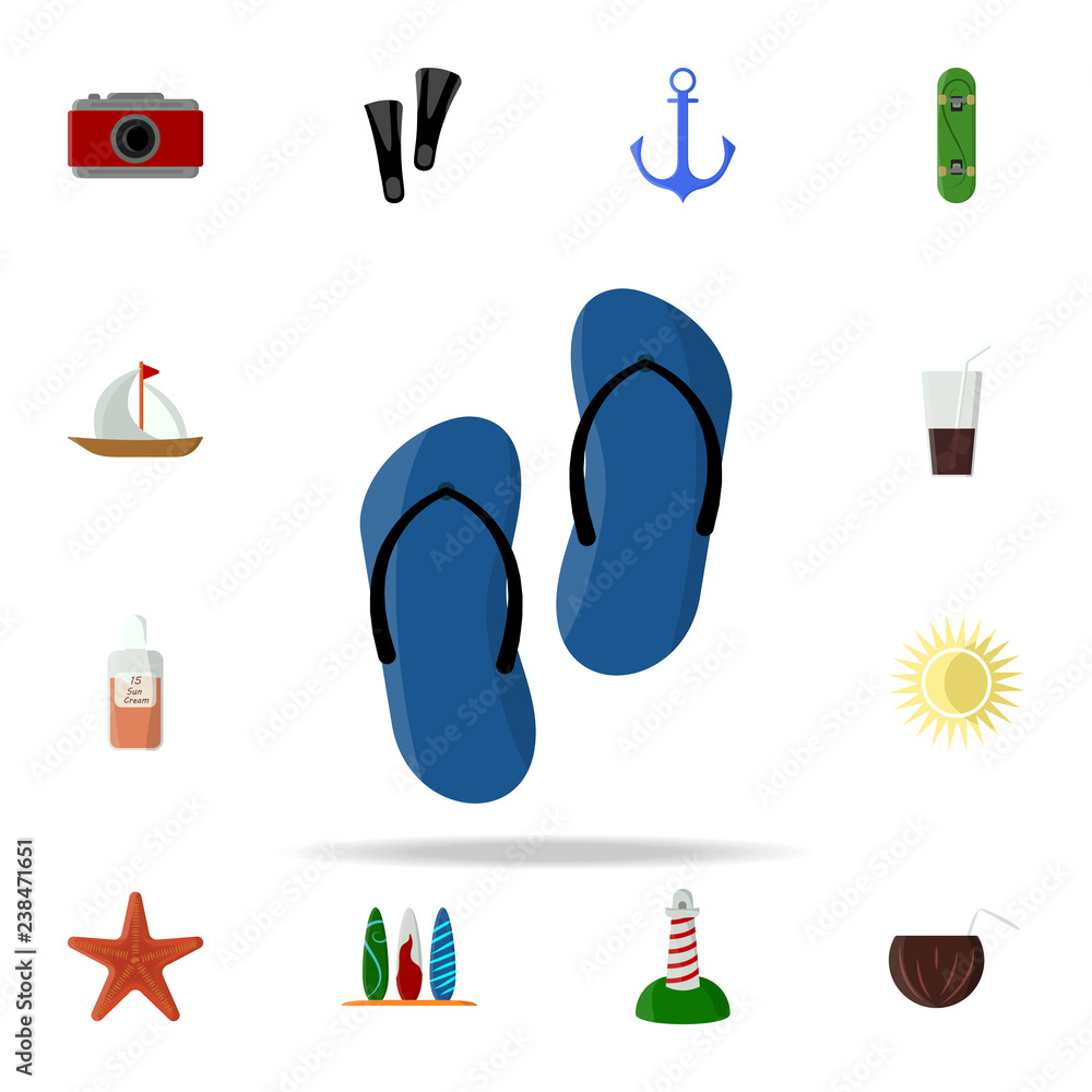 Poster flip-flops colored icon. summer icons universal set for web and mobile