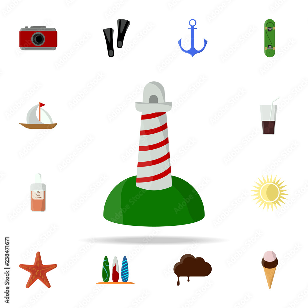 Poster lighthouse colored icon. summer icons universal set for web and mobile