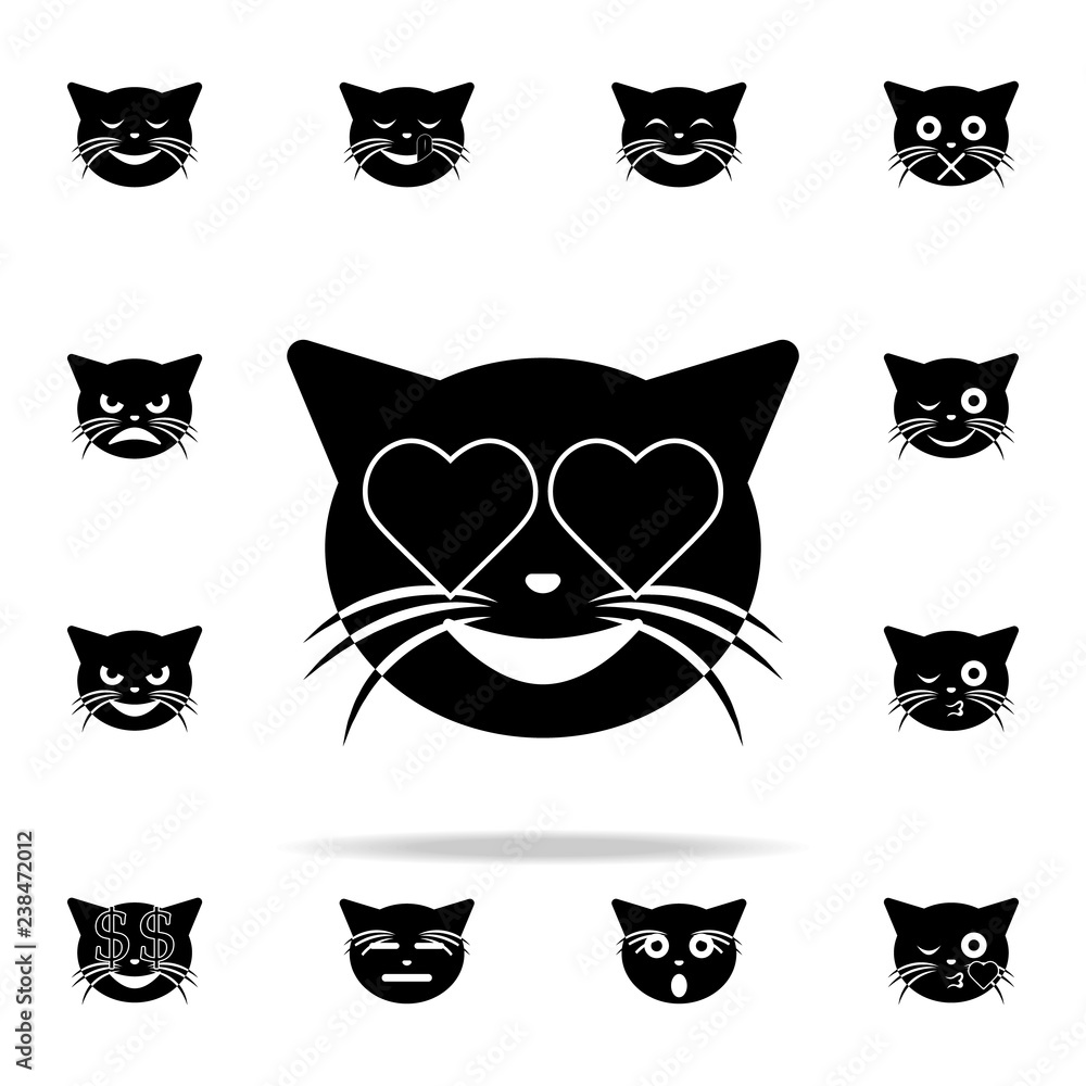 Aufkleber enamored cat icon. cat smile icons universal set for web and mobile
