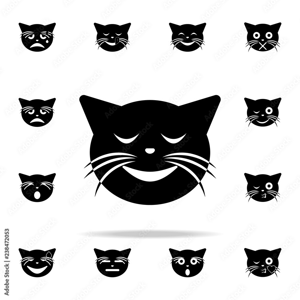 Poster satisfied cat icon. cat smile icons universal set for web and mobile