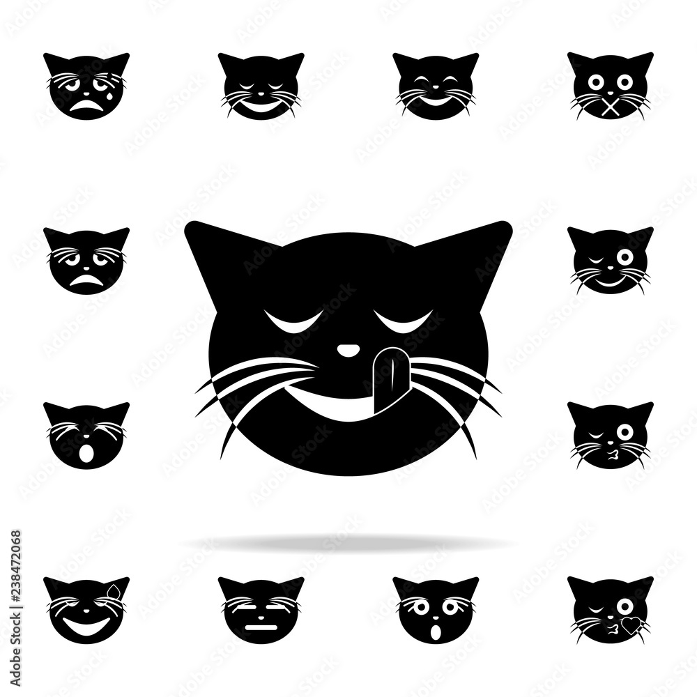 Poster pleased with the language cat icon. cat smile icons universal set for web and mobile