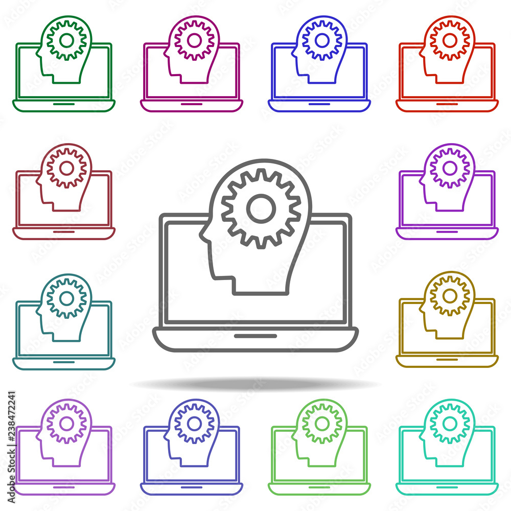 Poster computer management icon. elements of intelligence in multi color style icons. simple icon for websi