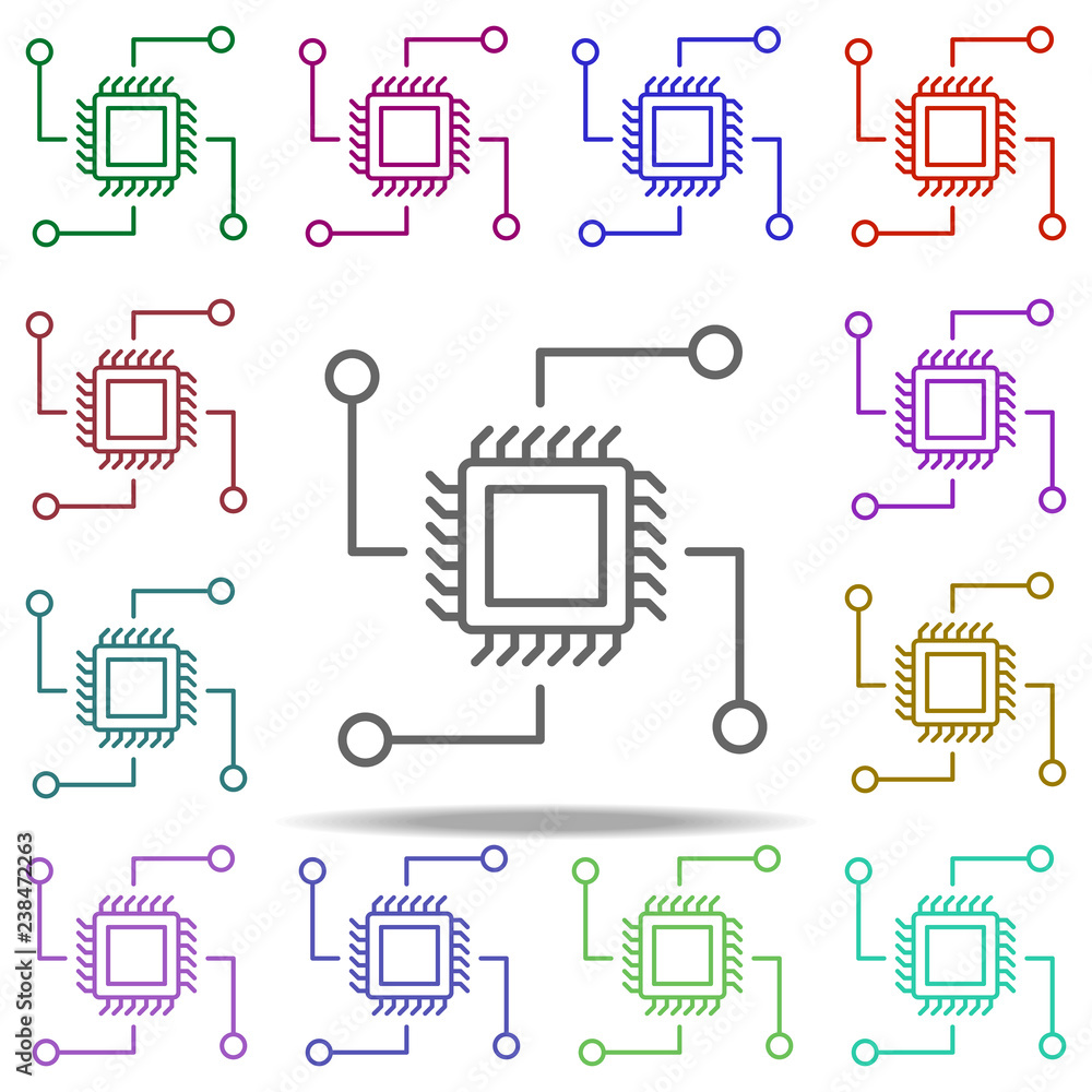Aufkleber chip icon. elements of intelligence in multi color style icons. simple icon for websites, web design