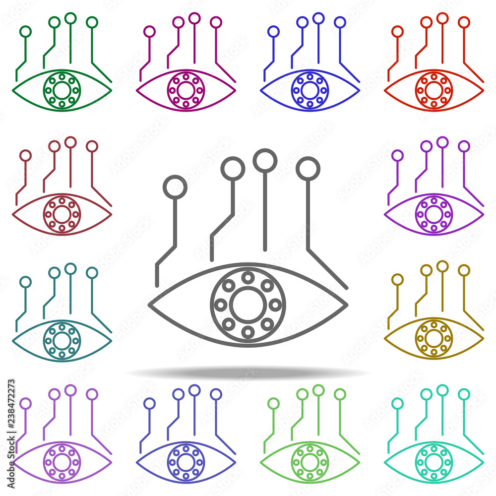 Poster digital eye icon. Elements of intelligence in multi color style icons. Simple icon for websites, web design, mobile app, info graphics