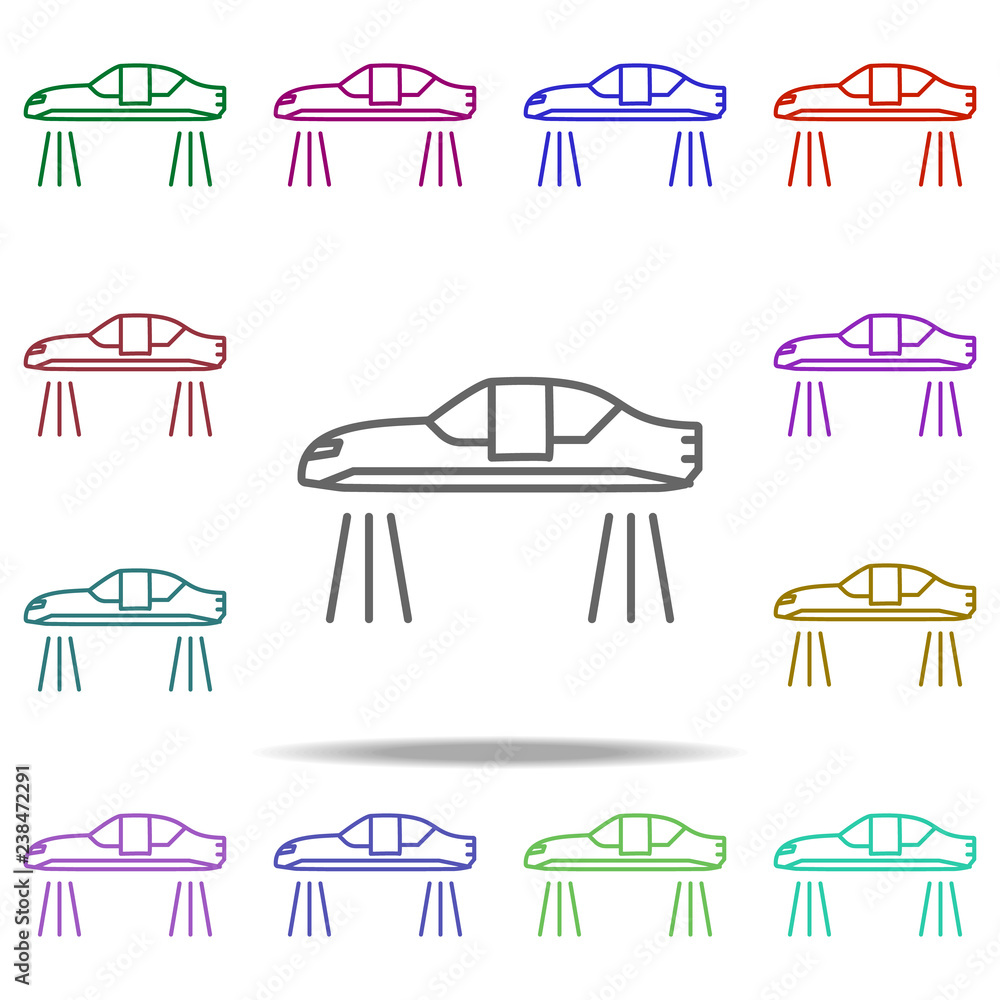 Poster flying car icon. elements of intelligence in multi color style icons. simple icon for websites, web 