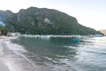 Beautiful view in th El nido Town beach, Palawan