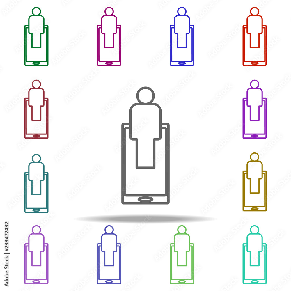 Poster contact in phone icon. elements of intelligence in multi color style icons. simple icon for websites