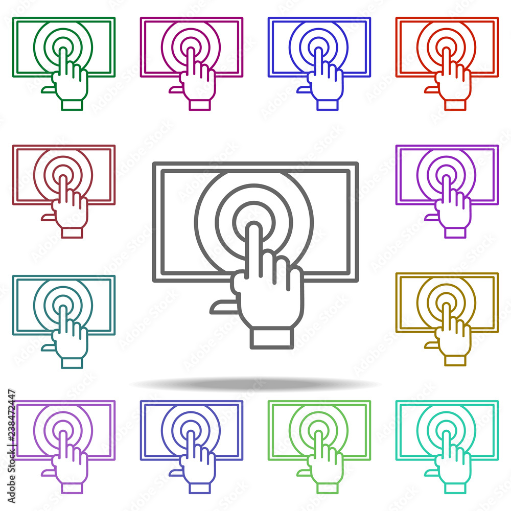 Poster touch screen icon. elements of intelligence in multi color style icons. simple icon for websites, we
