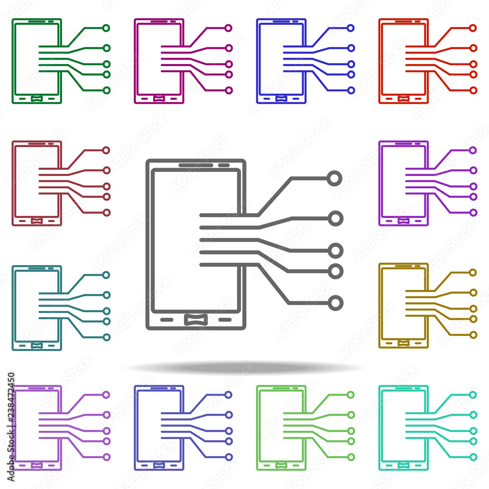 Poster digital phone icon. elements of intelligence in multi color style icons. simple icon for websites, w