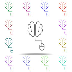 brain and mouse icon. Elements of intelligence in multi color style icons. Simple icon for websites, web design, mobile app, info graphics