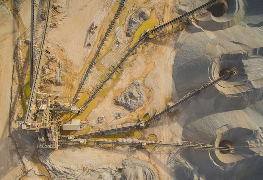 Aerial view of factory on land