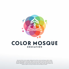 Colorful Muslim Learn logo vector, Islamic logo designs template, design concept, logo, logotype element for template