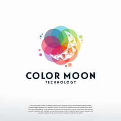 Colorful Moon logo vector, Dream Stone logo designs template, design concept, logo, logotype element for template