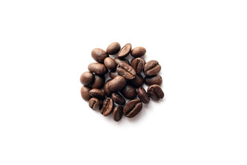 Coffee beans on white background.