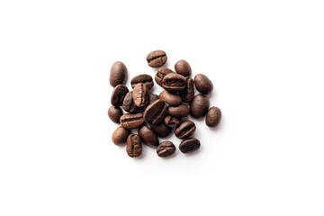 Coffee beans on white background.